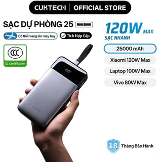 【Được chứng nhận CCC】CUKTECH 120W 25000mAh Sạc Nhanh Công Suất Cao Pin Dự Phòng – Hỗ Trợ Xiaomi 120W Laptop 100W——25 SE