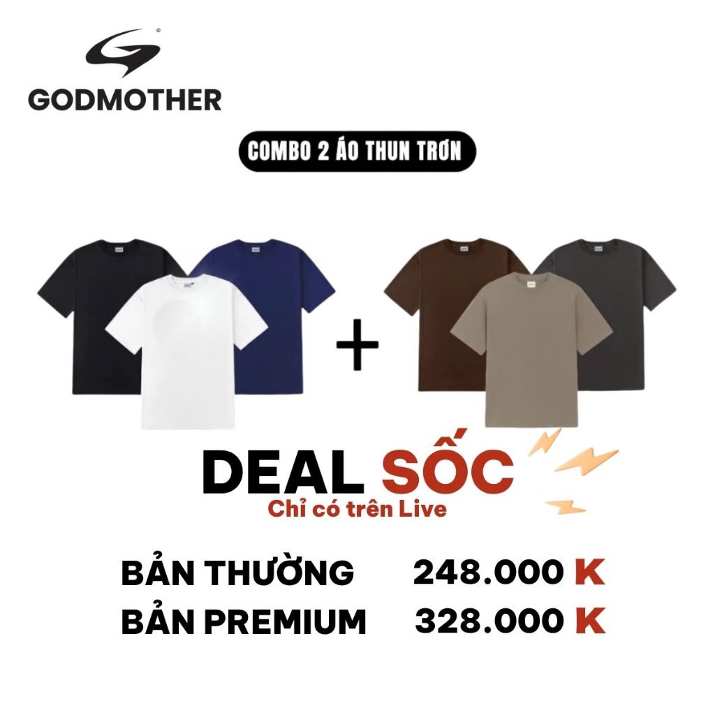 Combo 2 Áo Thun Trơn GODMOTHER Premium Áo Thun Trơn Chất Liệu Cotton Bền Đẹp…