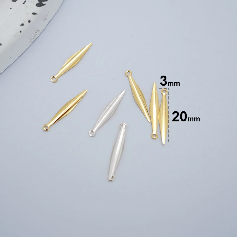 20 cái phiến dập nổi hình lá 3*20mm nguyên liệu làm trang sức cổ trang cosplay cổ phục NL1648