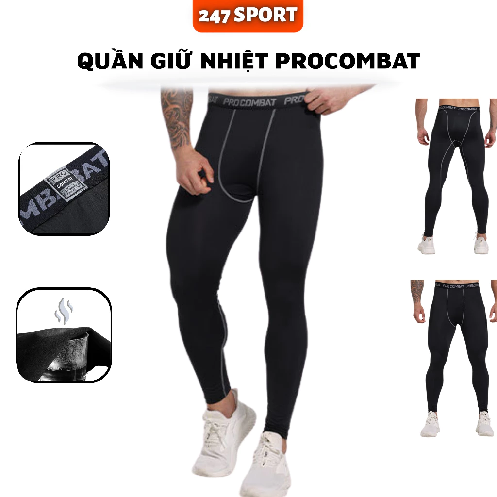 Quần giữ nhiệt nam legging combat pro quần bó cơ đá bóng tập gym cầu lông chạy bộ 247SPORT_HN