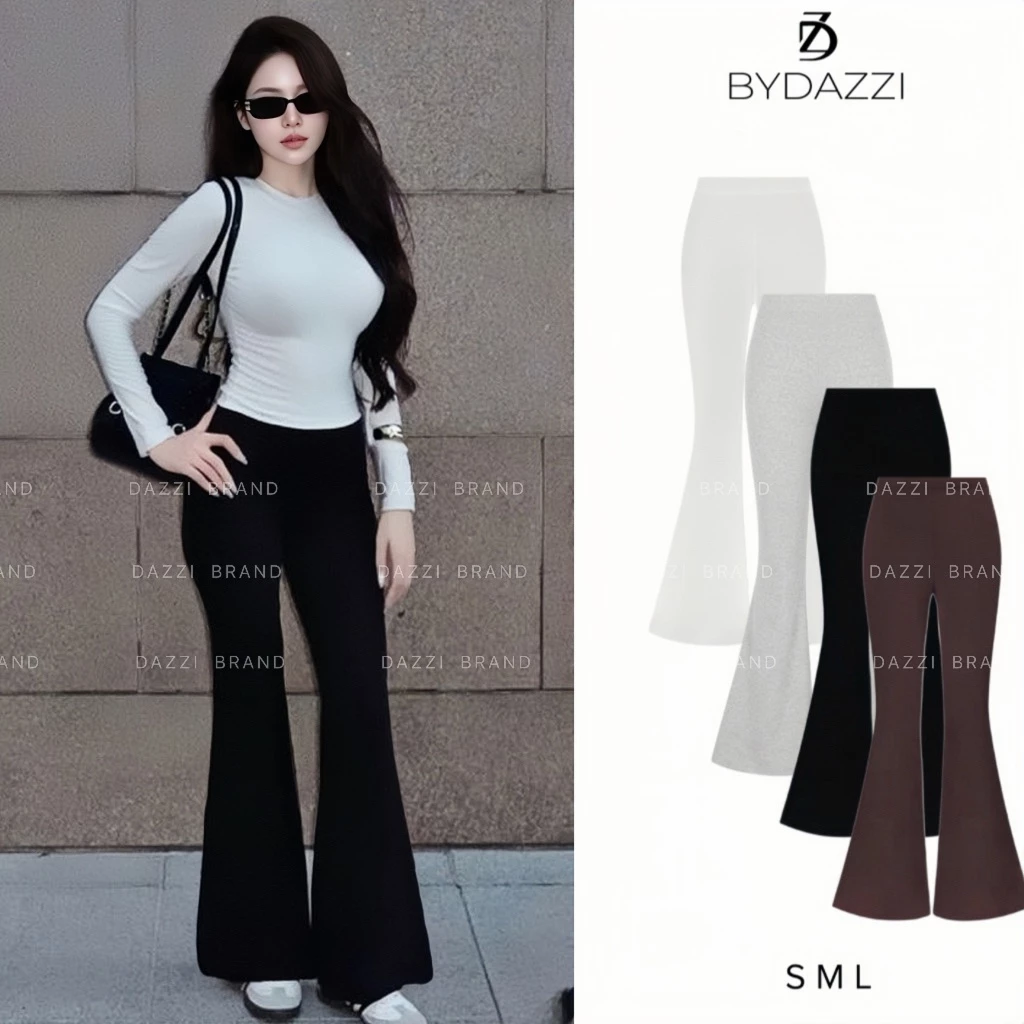 [VẢI COTTON LỤA] Quần dài nữ suông ống loe tôn dáng điệu đà nữ tính DAZZI Women Q010