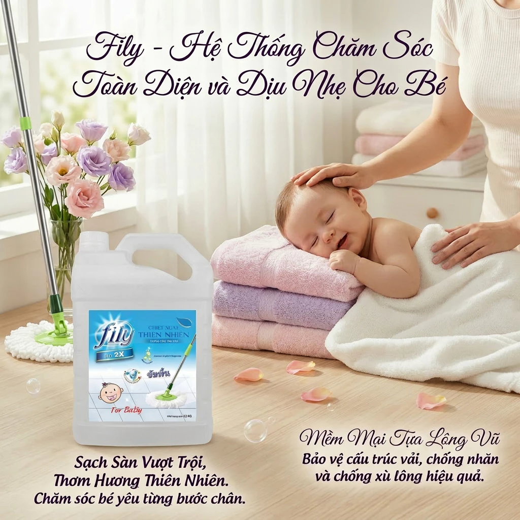 Nước Lau Sàn Hương Thơm Tự Nhiên Ngăn Côn Trùng Fily Can Lau Sàn Sạch Bóng 3.8kg