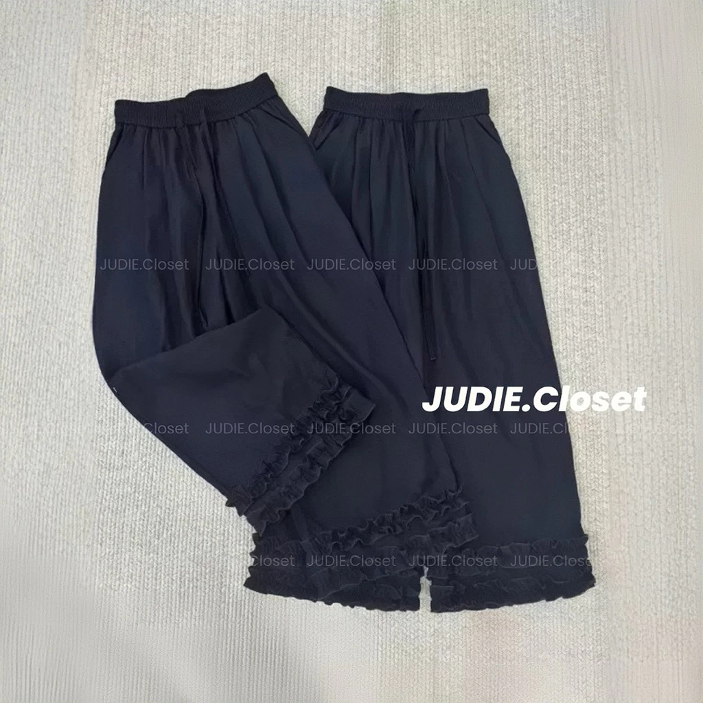 GẤU BÈO - Quần Ống Rộng Gấu Bèo Chất Thô Kẻ + Gió Mềm nữ JUDIE.Closet