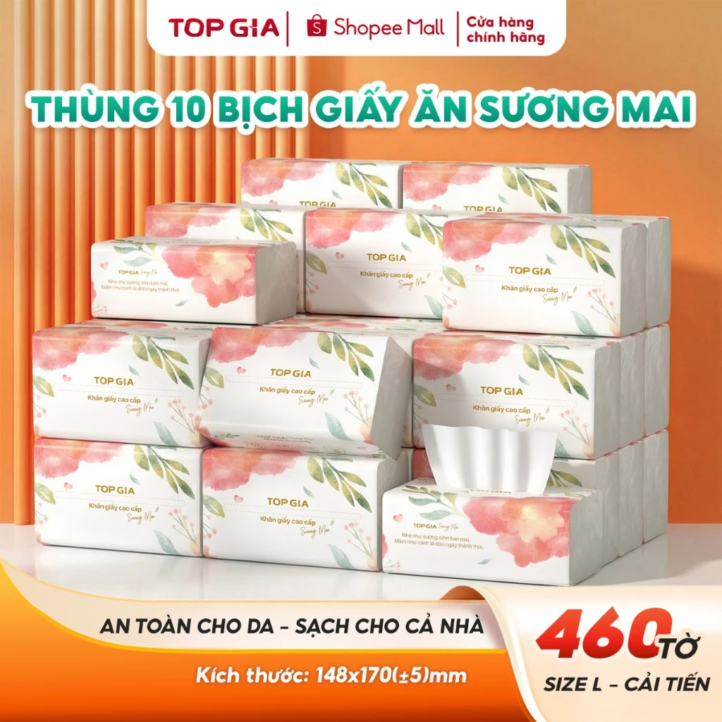 [GIẤY ĂN SIZE XL] Thùng 10b/15 bịch giấy ăn sương mai Topgia dày 4 lớp mềm mại, chắc chắn, an toàn