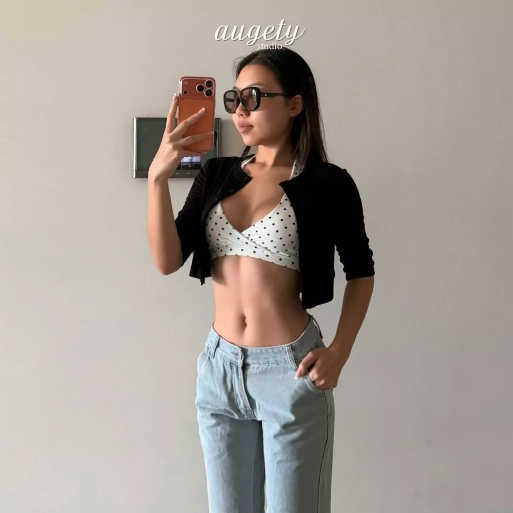 Áo Cardigan Croptop Tay Lửng Nút Cài Ôm Dáng Mỏng Nhẹ Augety Studio, CAIA Cardigan