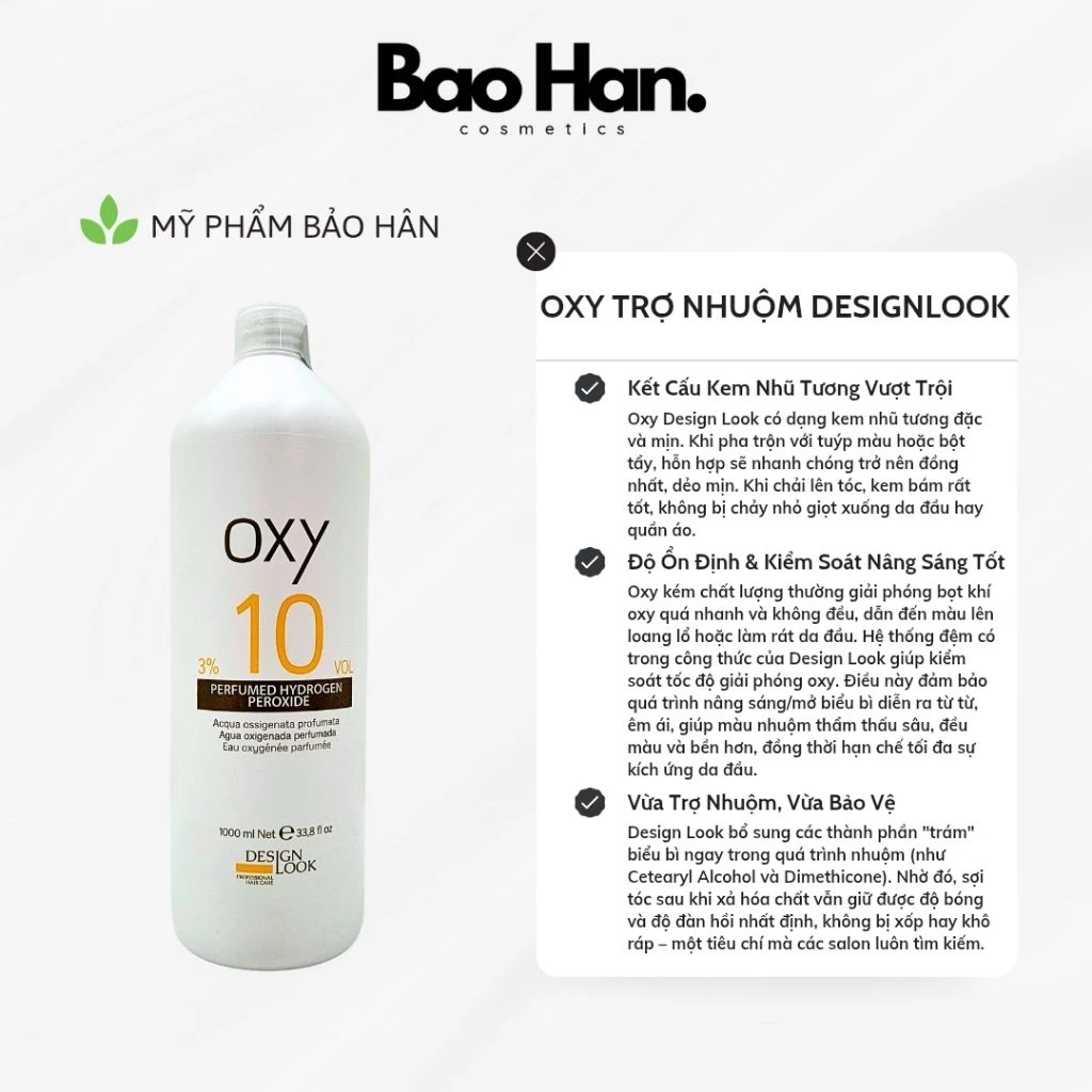 OXY TRỢ NHUỘM TÓC DESIGNLOOK 1000ML - CHỐNG XÓT, MỀM TÓC, LÊN MÀU CHUẨN, MÙI THƠM DỄ CHỊU