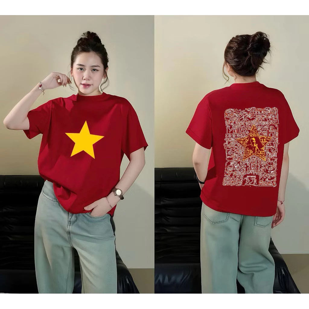 Áo Thun Unisex CỜ ĐỎ SAO VÀNG Đỏ Đô Hottrend Lễ 30/4, Lễ 2/9 Cao Cấp, Vải Cotton 100% Dày Dặn Loại 1