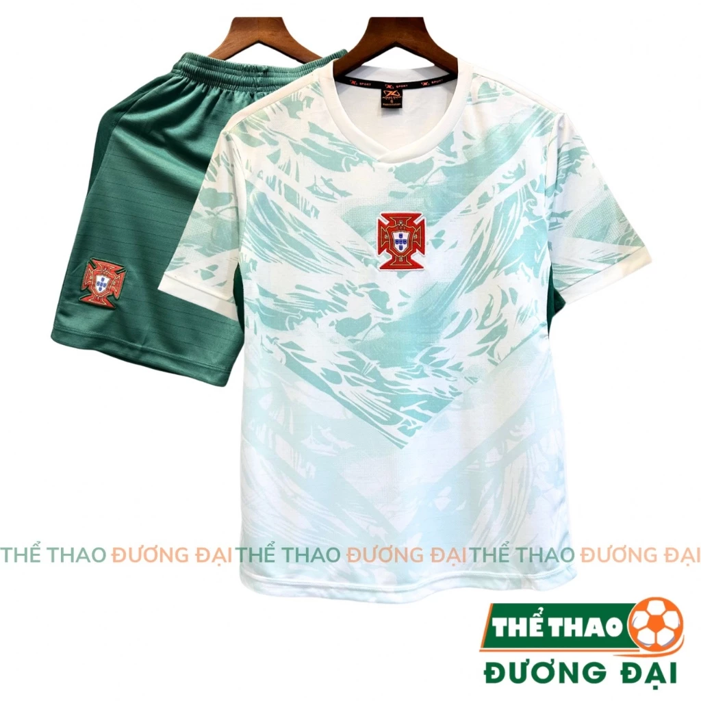 Quần Áo Bóng Đá ĐT Bồ Đào Nha Ngọc WC26 Thun Mè S-COMF Thoáng Khí ThểThao Đương Đại