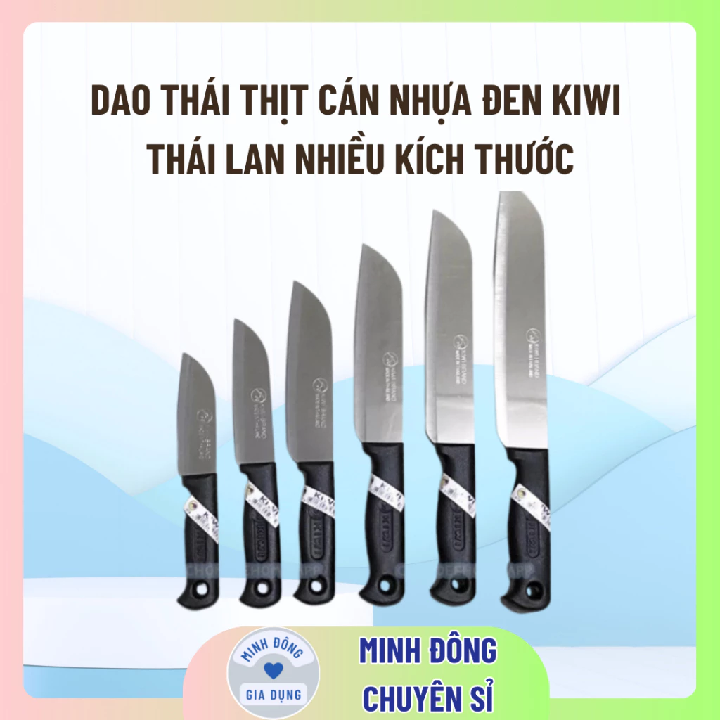 Dao thái thịt làm bếp cán nhựa đen Kiwi Thái Lan nhiều kích thước
