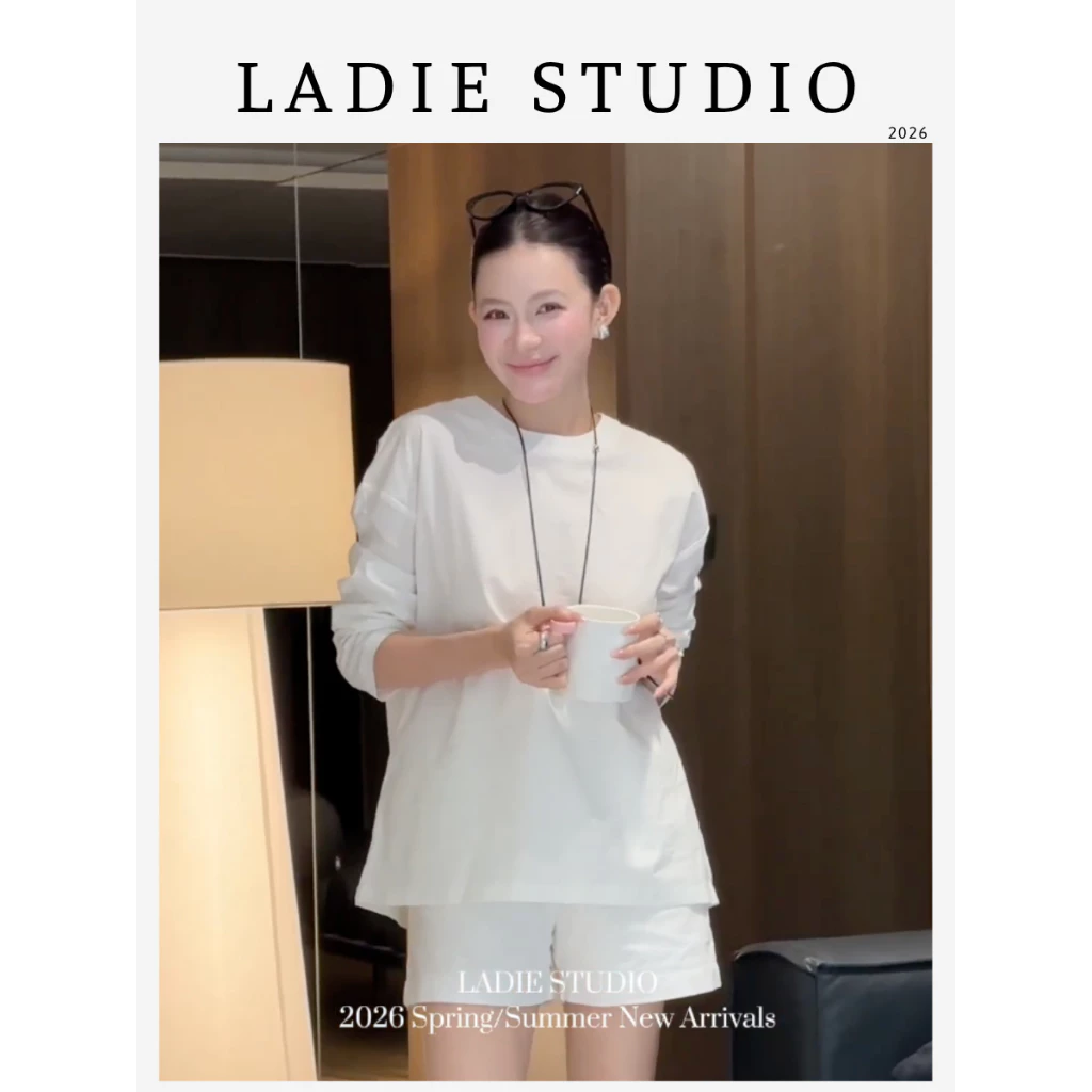 [LADIE STUDIO] Set áo dài tay quần short chất Linen mịn mát - set nữ form suông nhẹ thoải mái thanh lịch SET01