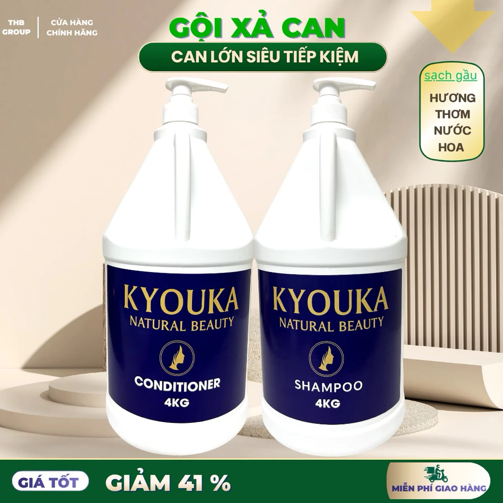 Dầu gội can kyoka natural beauty thơm mượt ,suôn mượt tiếp kiệm dùng cho spa,salon,gia đình d can 4000ml