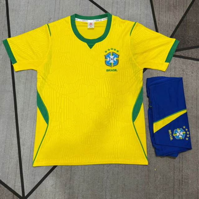 Bộ Quần Áo Đá Banh Brasil Vàng 2026 (Nhận In Tên Số) Thun Lạnh Cao Cấp Logo Thêu Nam Nữ Top Sport