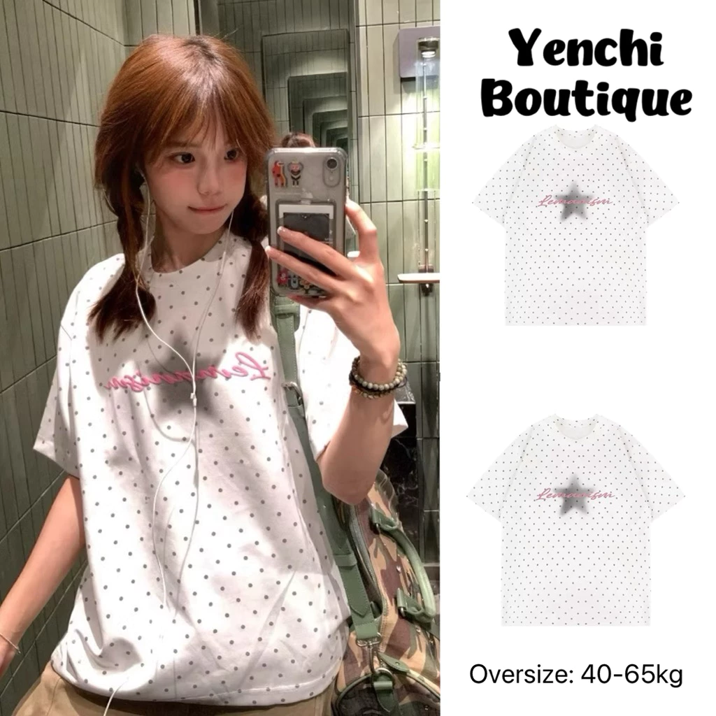 Áo Thun Chấm Bi In Sao LEMANISM Form Rộng Dáng Thụng Áo Phông Ngắn Tay Nam Nữ Unisex Kiểu Mỹ Retro Y2K