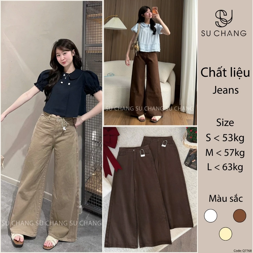 Quần Cullotes Jeans Trơn Basic Su Chang Thời Trang Nữ