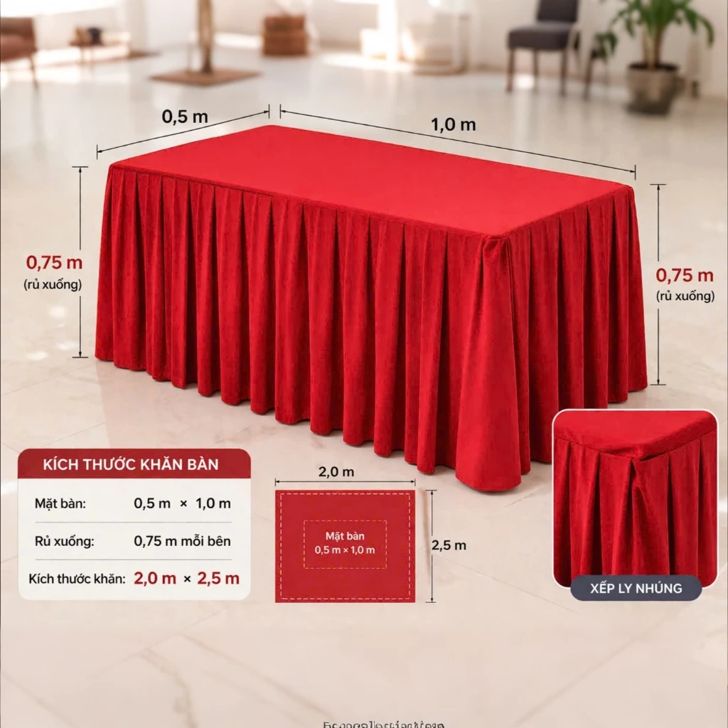 KHĂN BÀN VẢI THUN MÀU ĐỎ CAO CẤP – KHĂN TRẢI BÀN TIỆC, HỘI NGHỊ, SỰ KIỆN