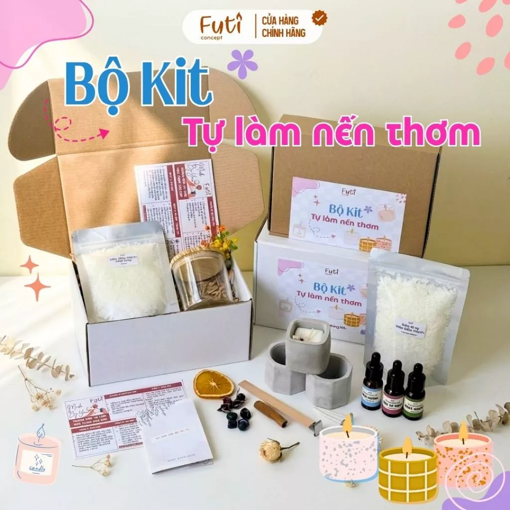 Bộ Kit Tự Làm Nến Thơm – Set DIY Đầy Đủ Nguyên Liệu, Dễ Làm, Dùng Handmade Tại Nhà