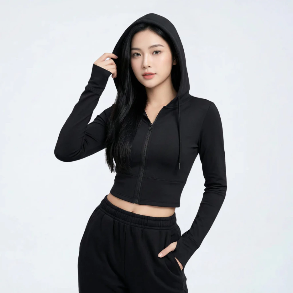 Áo Hoodie Zip Nữ Croptop Màu Đen Black Muse Hoodie Set – Tuyên ngôn của cô gái hiện đại