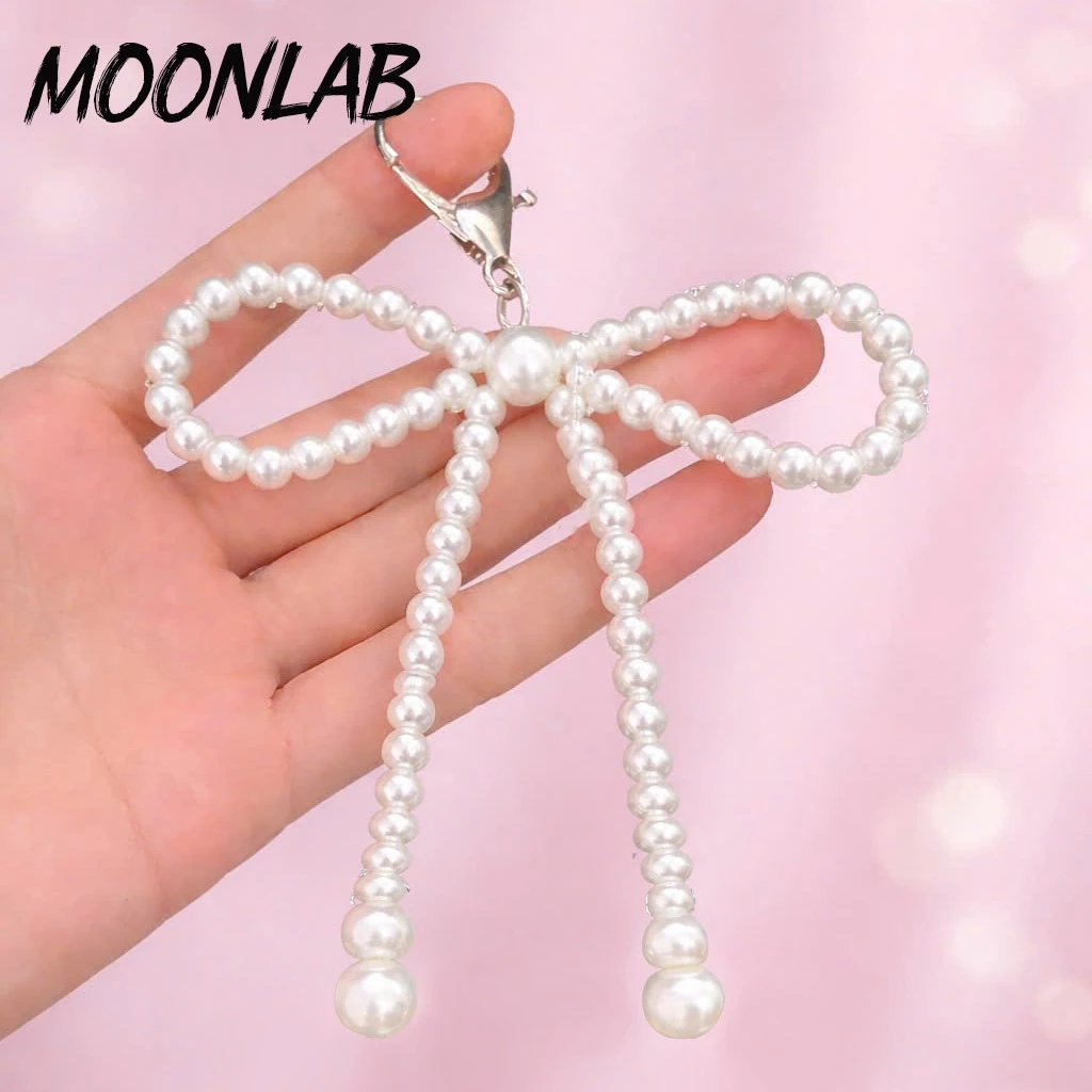 Móc khóa, Charm nơ ngọc treo balo túi xách MOONLAB (lưu ý khi treo lên sẽ hơi rủ)