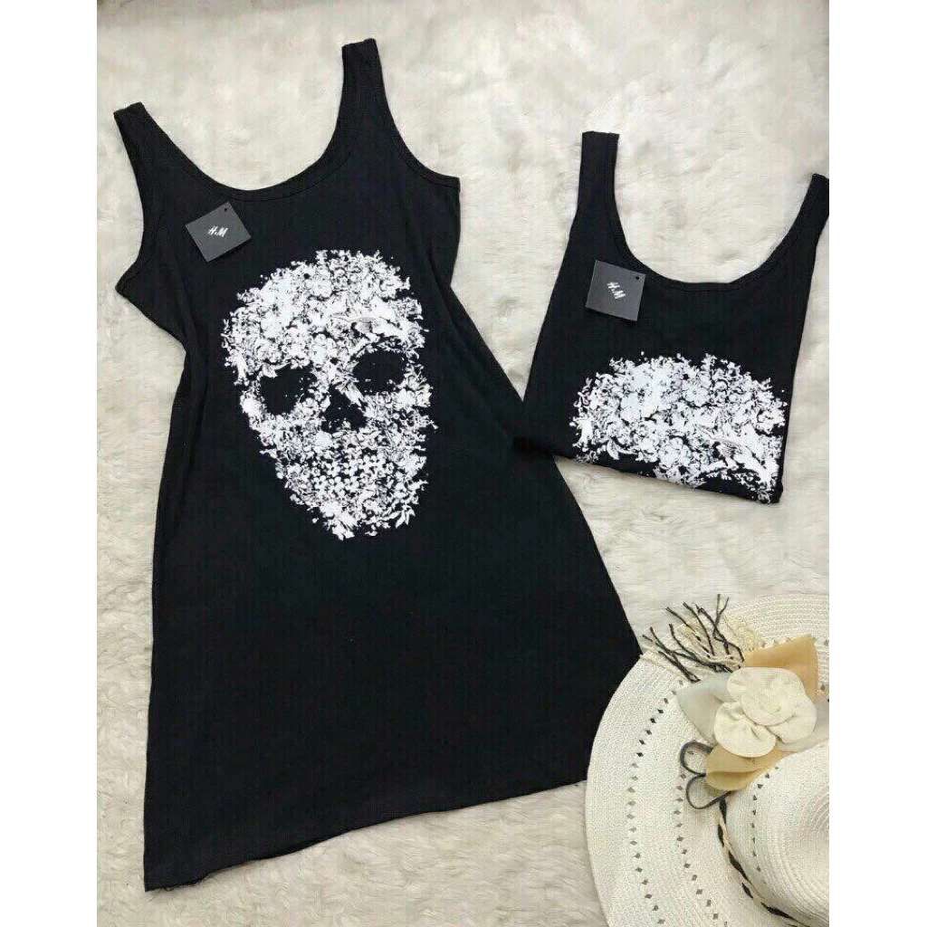 Váy sát nách. Váy 2 dây hình đầu lâu. Đầm 2 dây