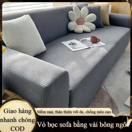 Bao ghế sofa vải nhung đèn nến co giãn cao chống trượt dễ lắp đa năng 1/2/3/4 chỗ cho ghế biến hình