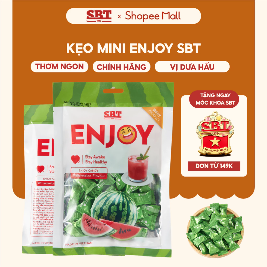 Kẹo Hoa Quả Enjoy SBT Vị Dưa Hấu 38gr Thơm Ngon - Bánh Kẹo SBT