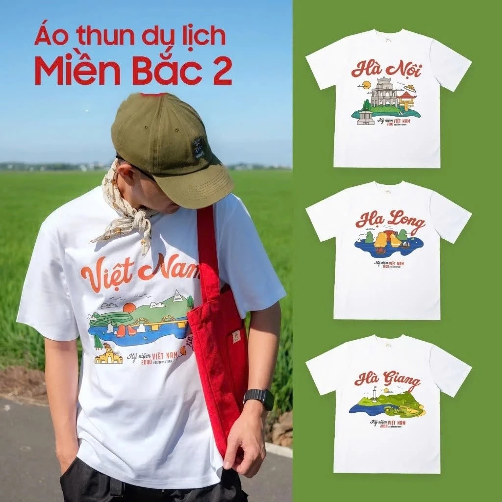 [HOẢ TỐC] { GIÁ SỈ} Áo thun địa danh MIỀN BẮC  Du lịch Việt Nam 63 tỉnh thành unisex, chất thun mỏng mịn mát