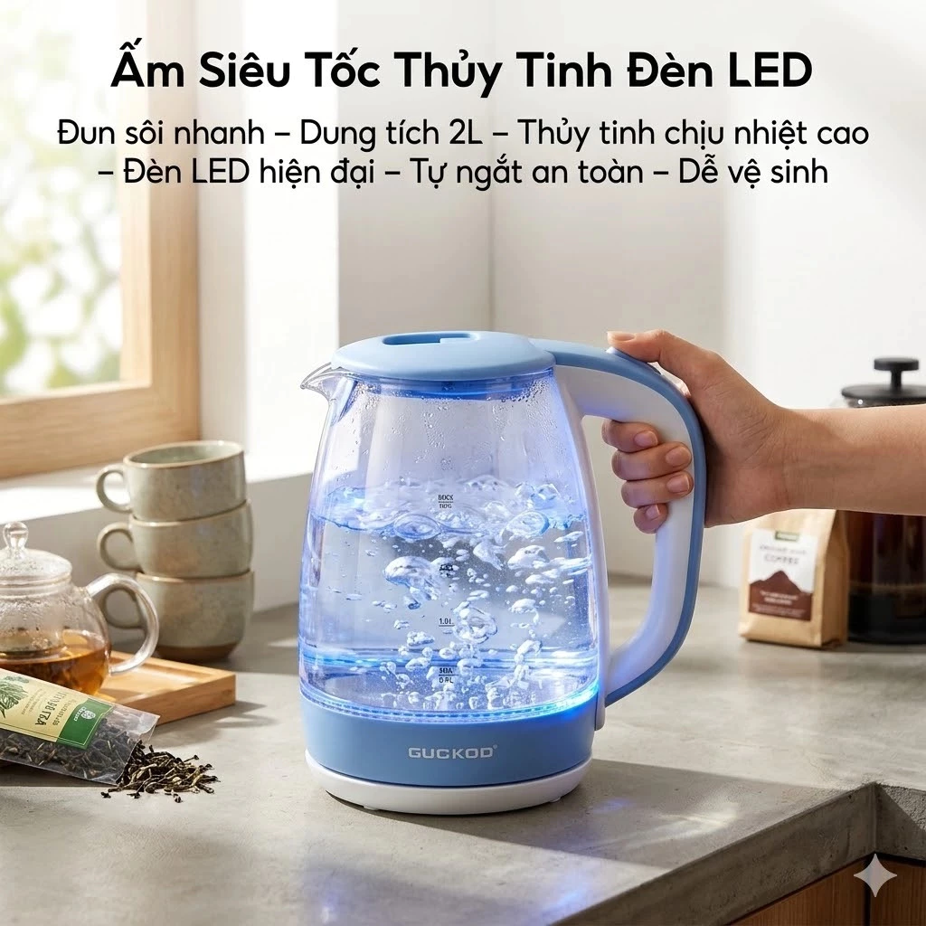 Ấm Siêu Tốc Thủy Tích Dung Tích Lớn 2.0L CUCKDD - ST16,Chịu Nhiệt, Đun Sôi Nhanh, Tiết Kiệm Tiện Lợi