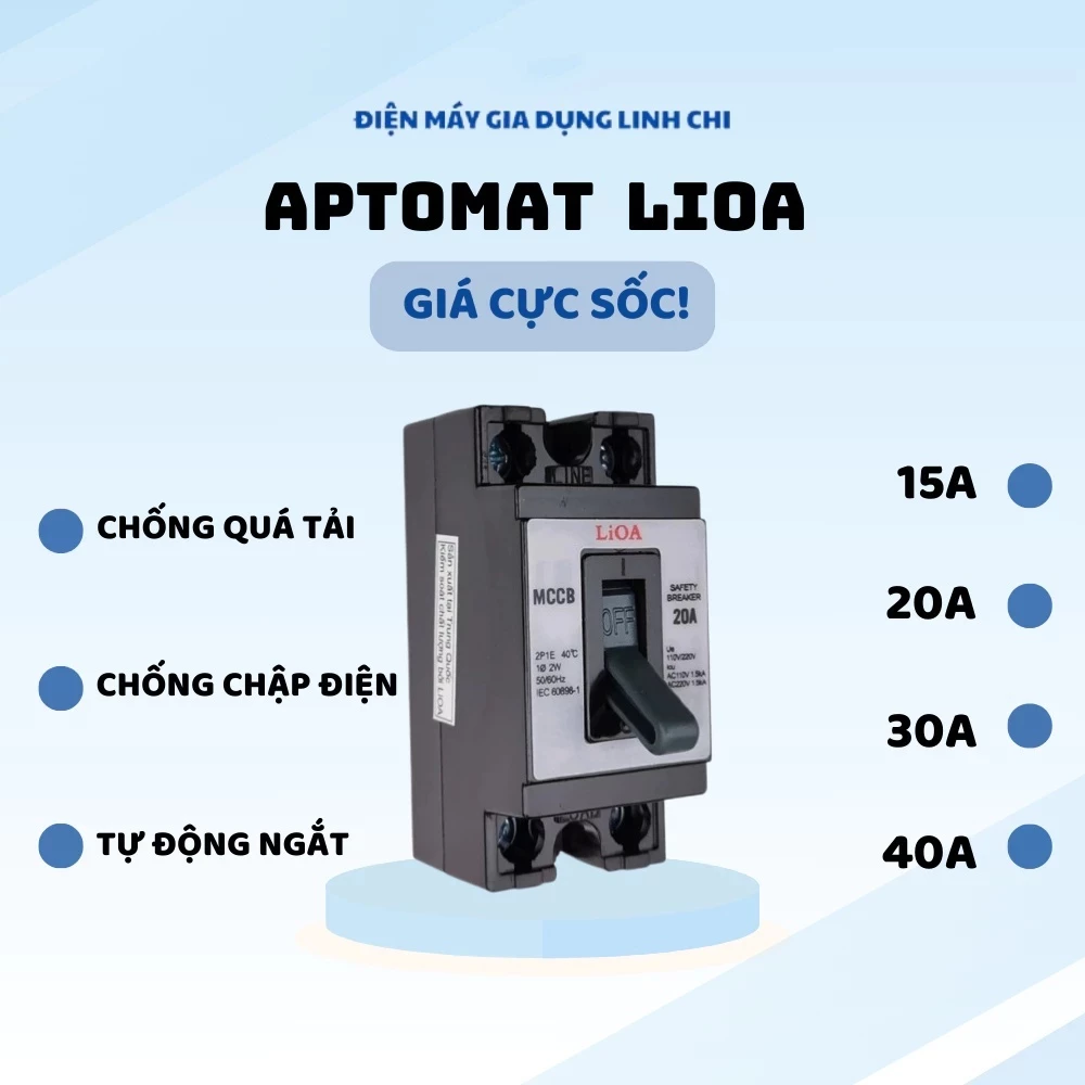 Aptomat 15A 20A 30A 40A Loại Xịn - Cầu Dao Tự Động, Aptomat Chống Chập Attomat Át Cầu Dao CB Cóc Xịn