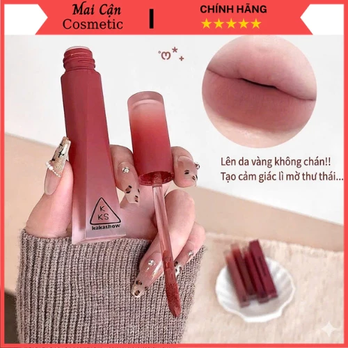 Son Lì Kakashow Nude Velvet Lip Gloss Dưỡng Ẩm & Lì Mịn, Màu Đậm Hot Trend