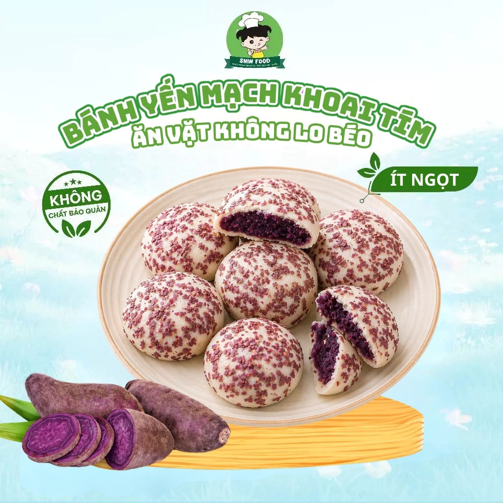 Bánh Yến Mạch Khoai Lang Tím, Khoai Môn Ăn Kiêng, Ít Calo Shin Food, Bánh Ăn Vặt Healthy Thơm Ngon Cho Người Ăn Kiêng