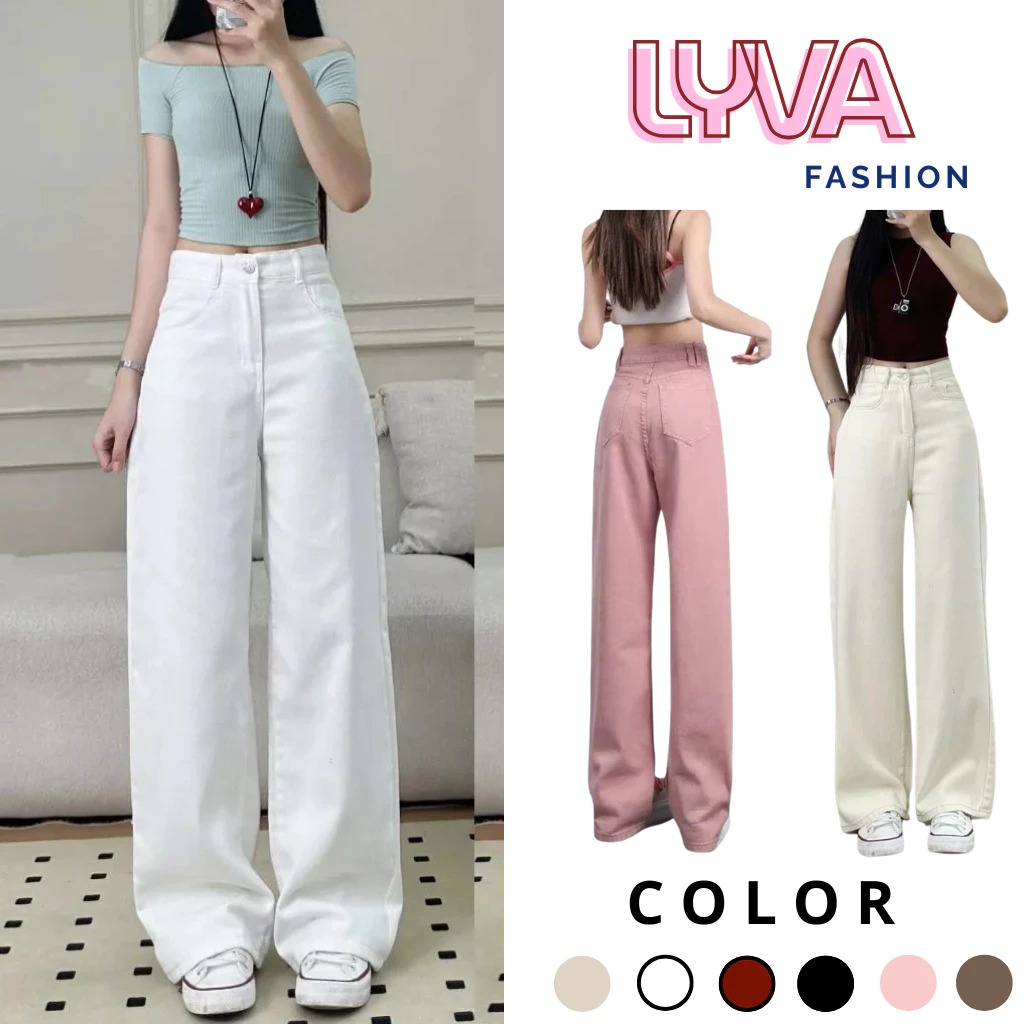 Quần Jean Ống Suông Nữ Lưng Cao Form Đẹp – Quần Jeans Mềm Basic Hàn Quốc Tôn Dáng Dễ Phối Đồ - Lyva Fashion