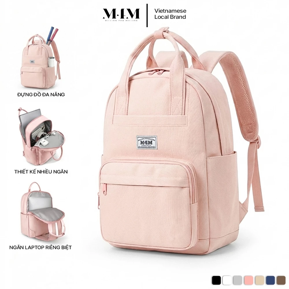 Balo đi học nữ nam nhiều ngăn M4M HARMONY Backpack BM009 Cặp học sinh đựng laptop 15.6 inch