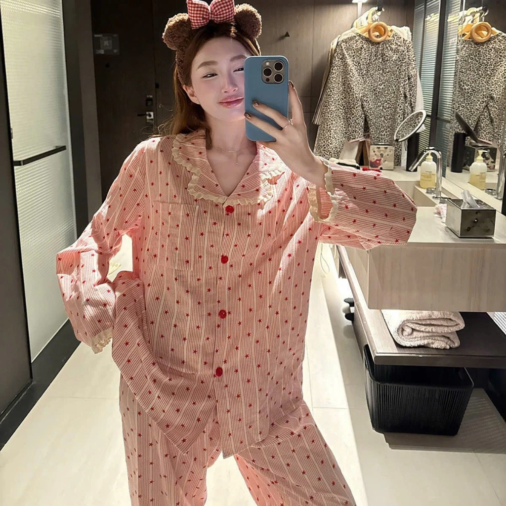 Bộ Đồ Ngủ Pijama Nữ Cotton Cloud 135g Họa Tiết Ngôi Sao Cao Cấp - Đồ Mặc Nhà Mùa Hè Thoáng Khí