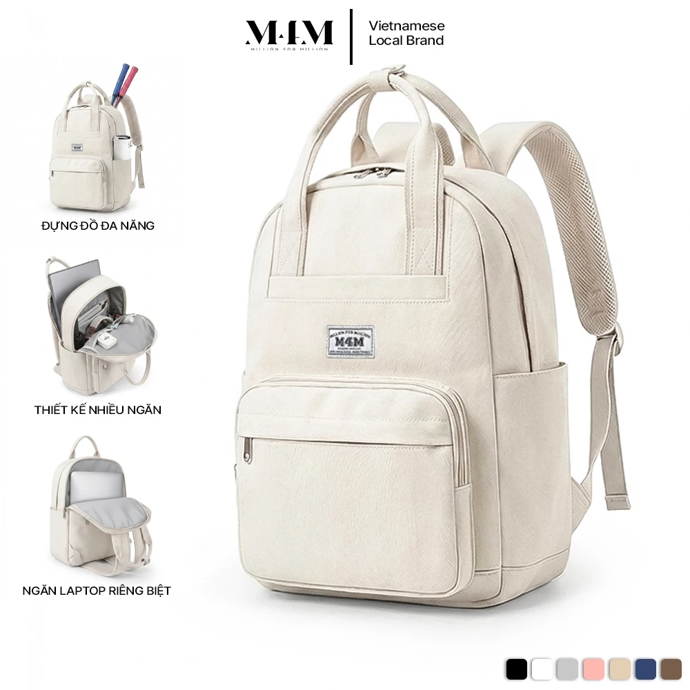 Balo đi học thời trang đựng laptop 15.6 inch M4M HARMONY Backpack BM009 Cặp nữ nam vải chống nước