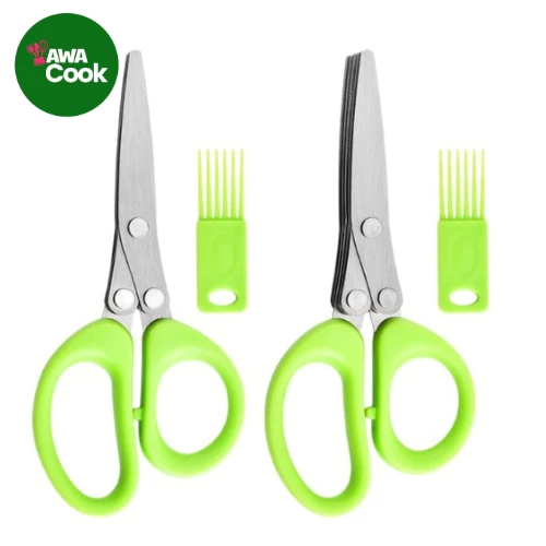 Kéo cắt hành 5 lưỡi - Kéo Nhiều Lưỡi Bằng Inox Đa Dụng, Nhanh Chóng, Tiện Lợi