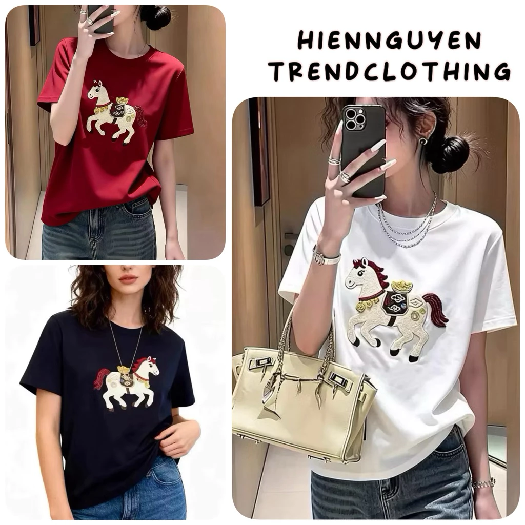 ÁO THUN COTTON 4 CHIỀU CO GIÃN FORM BABYTEE CHẤT MỀM MÁT (THÊU NGỰA _ GOOD_ LUCK)  ÁO HOTTREN
