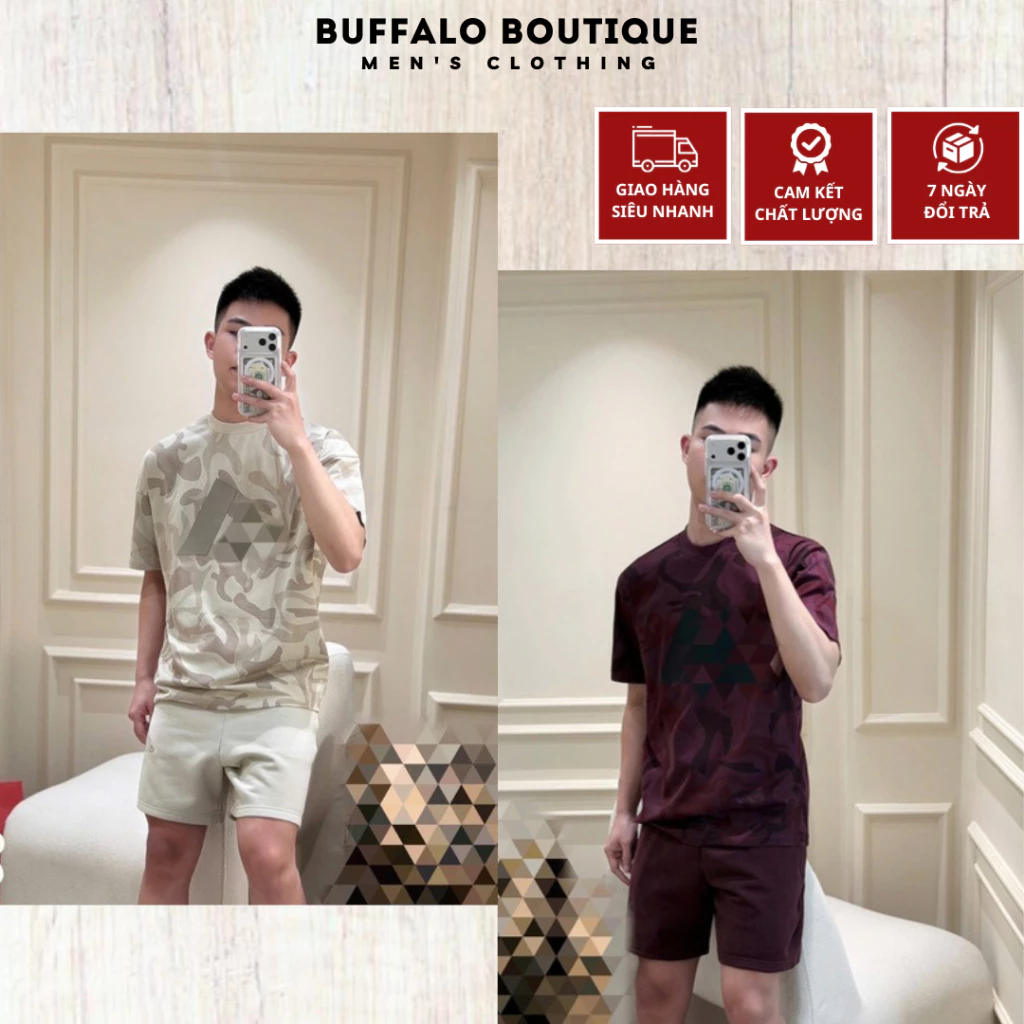 Bộ Quần Áo Nam Mùa Hè Phối Đỏ Loang Siêu Đẹp - Bộ Cộc Hè Nam Nữ Màu Loang Chất Cotton Cao Cấp
