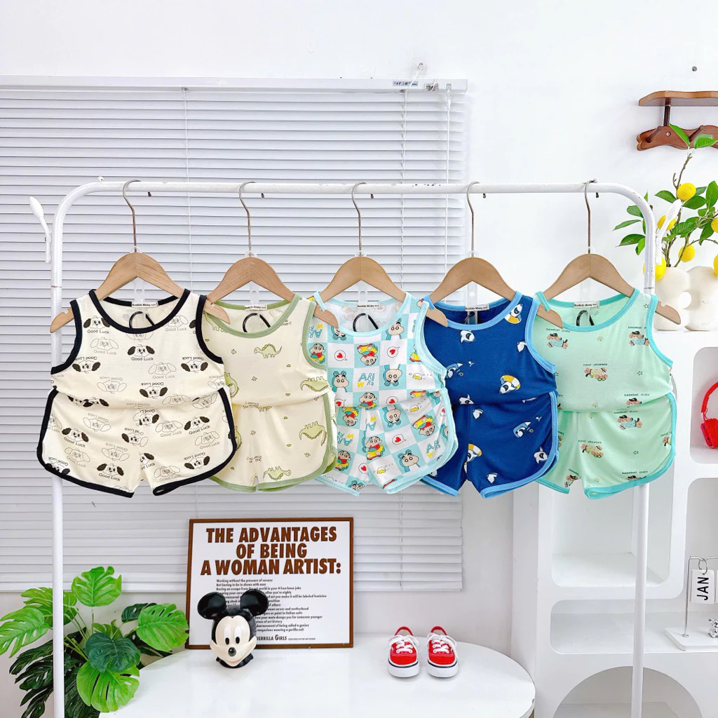 Set Ba Lỗ Dành Cho Bé Trai, Bé Gái - Chất Thun Lạnh Co Giản, Thoải Mái, Mét Mẻ - 7-24kg