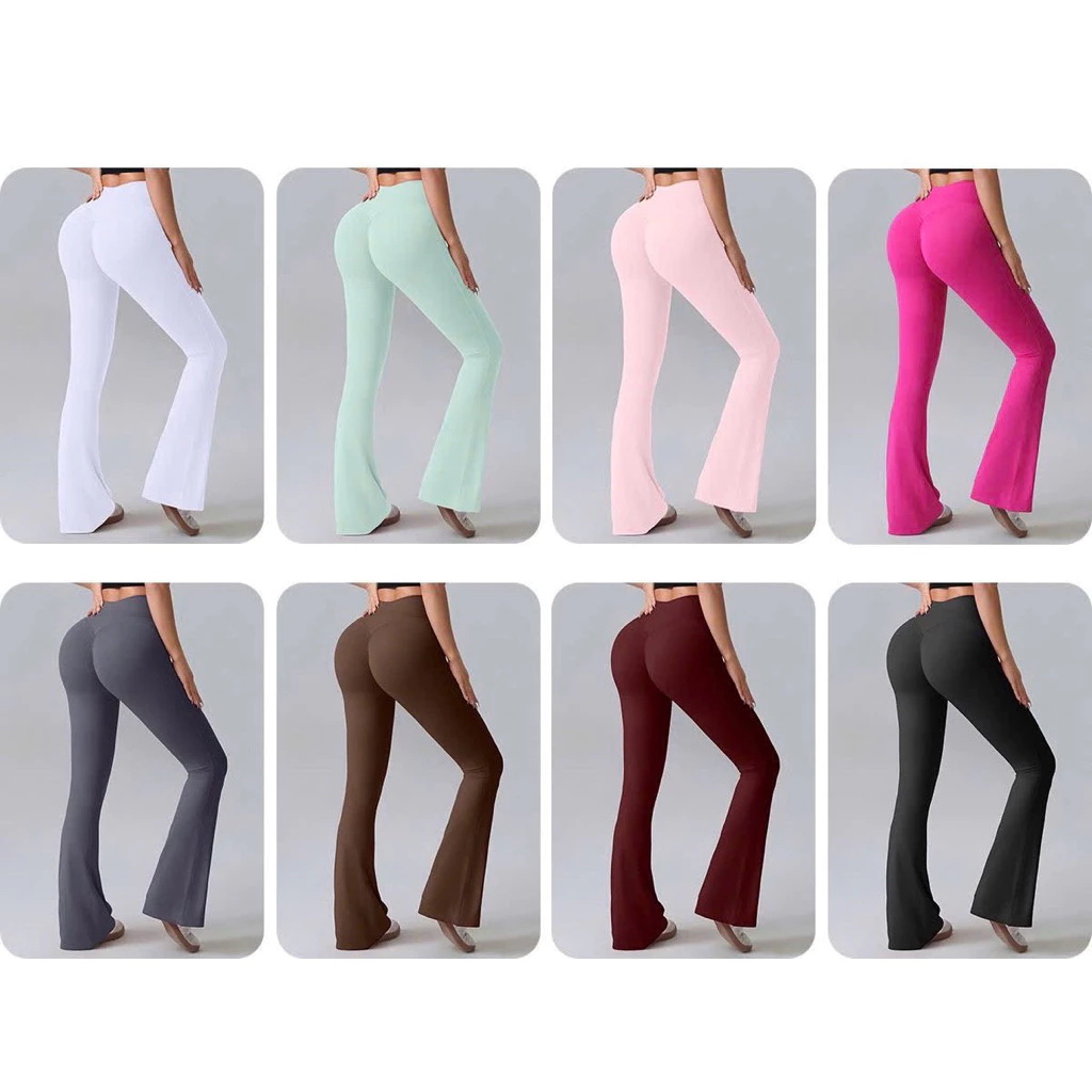 Quần Yoga Cạp Cao Nâng Hông, Ôm Sát Dáng, Ống Loe 100cm, Thoải Mái