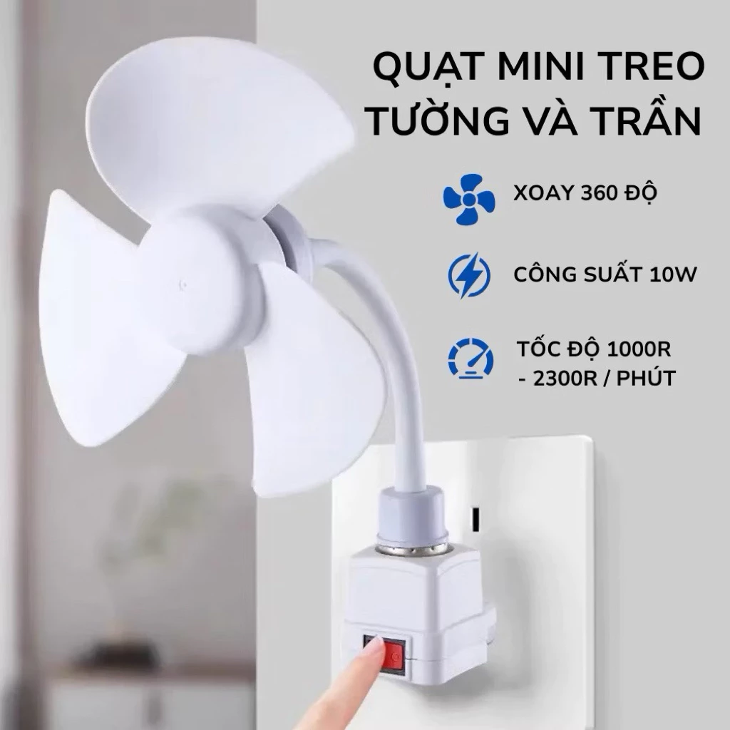 Quạt Mini Treo Nhà Vệ Sinh Xoay 360 Độ, Quạt Treo Tường Nhà Bếp Nhà Tắm, Quạt Cắm Điện Để Bàn Tiện Lợi hannishop