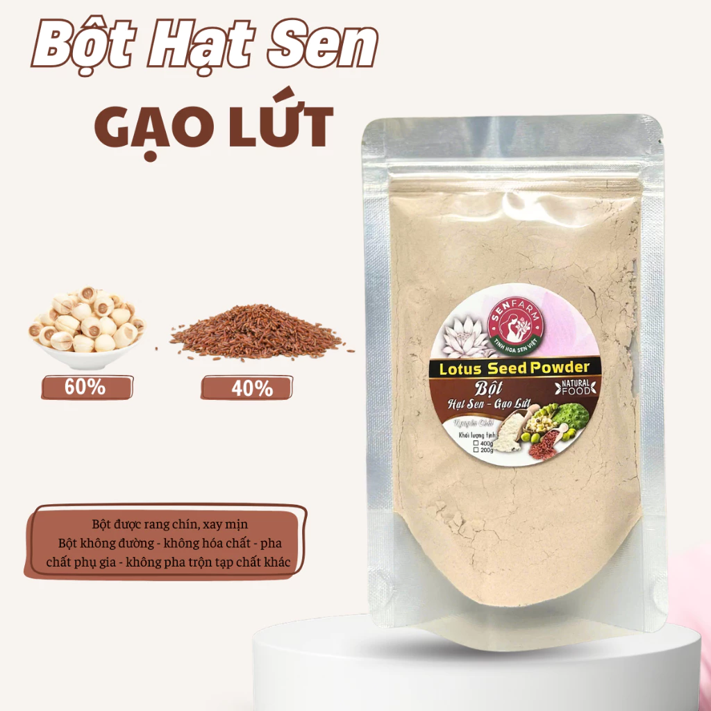 QUÀ TẶNG KÈM Bịch Bột Hạt Sen Gạo Lứt nguyên chất Senfarm
