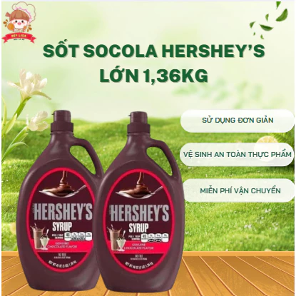 (Combo 2 chai) Sốt Socola Hershey's lớn 1,36Kg - Nguyên liệu pha chế, đá xay, làm bánh thơm ngon