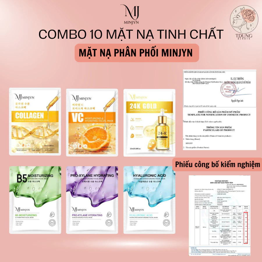 [COMBO 10] Mặt nạ MINJYN cấp ẩm mờ thâm dưỡng da làm sáng mềm mịn cải thiện làn da khoẻ mạnh