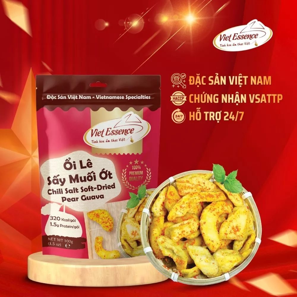 Ổi Lê Đài Loan Sấy Muối Ớt Viet Essence - Ổi Sấy Dẻo Muối Ớt (100gr)