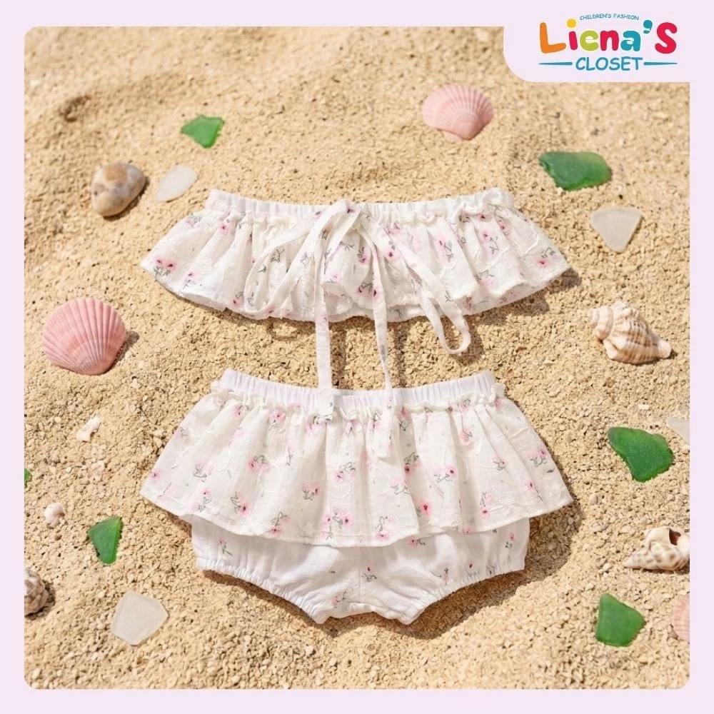 Đồ Bơi Bé Gái 2 Mảnh Bikini Hoa Nhí Bèo Nhún Dễ Thương Cho Bé Đi Biển Liena's Closet