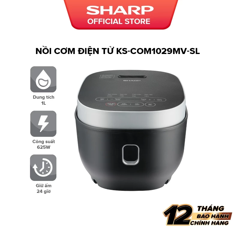 Nồi Cơm Điện Tử Sharp KS-COM1029MV-SL - Dung Tích 1.0L - 10 Chế Độ Nấu Đa Năng - Lòng Nồi Chống Dính - Chính Hãng