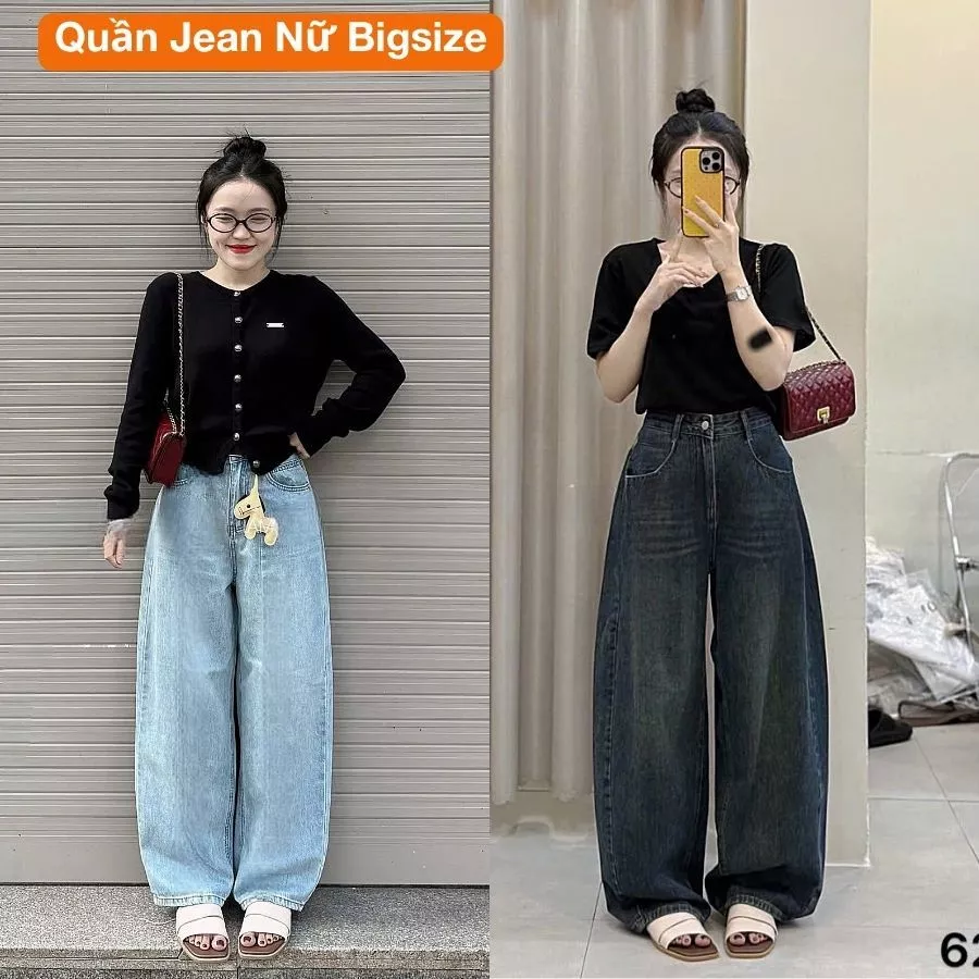 Quần Jean Nữ Bigsize Form Boy Thụng - Quần Bò Baggy Suông Rộng Jean QC Cao Cấp Ms622