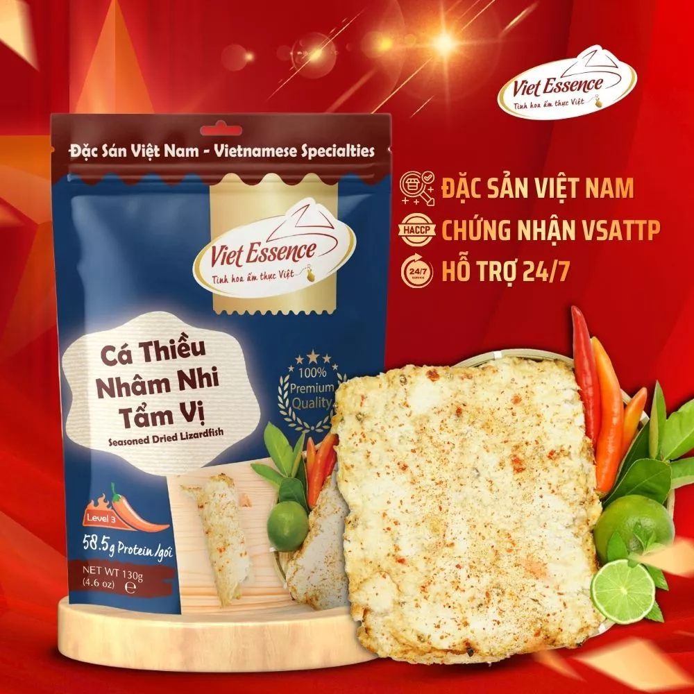 Cá Thiều Nhâm Nhi Tẩm Vị Viet Essence - Cá Thiều Cắt Lát Nướng Tẩm Vị (130gr)