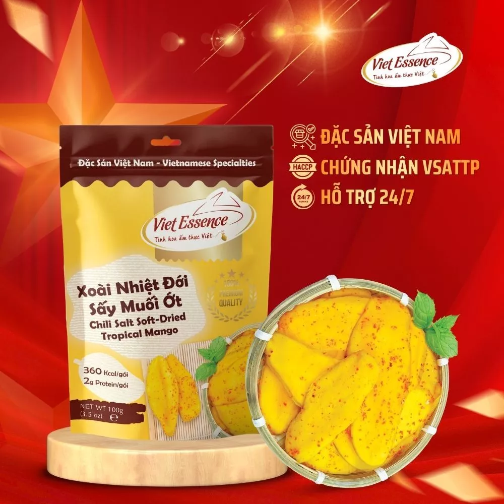 Xoài Nhiệt Đới Sấy Muối Ớt Viet Essence - Xoài Sấy Dẻo Muối Ớt (100gr)
