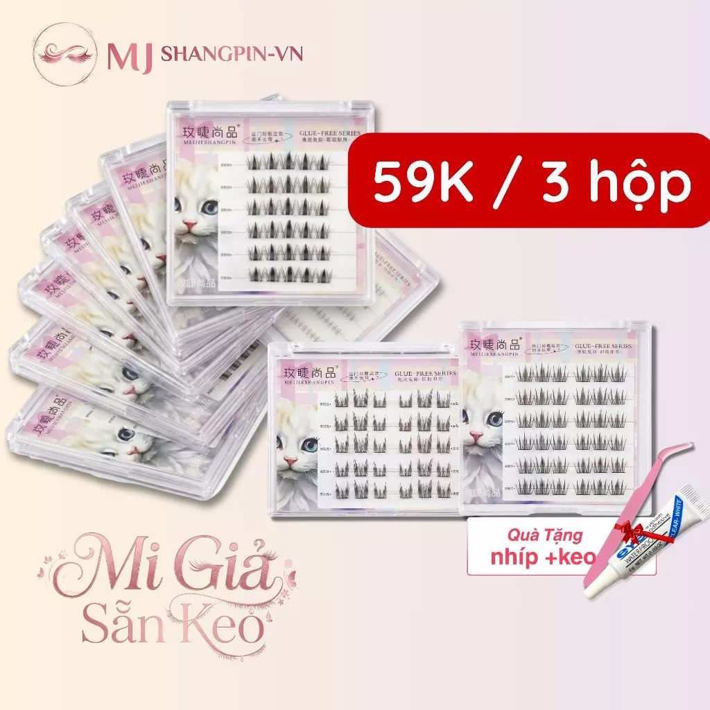 [59k/3 Hộp] MJ Shangpin - Lông Mi Giả Sẵn Keo, Tự Nhiên, Nhiều Kiểu Trend